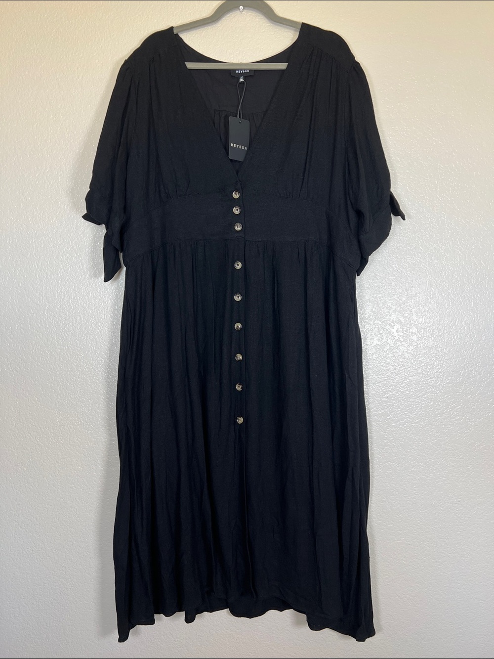 Black linen blend dress, size 2X